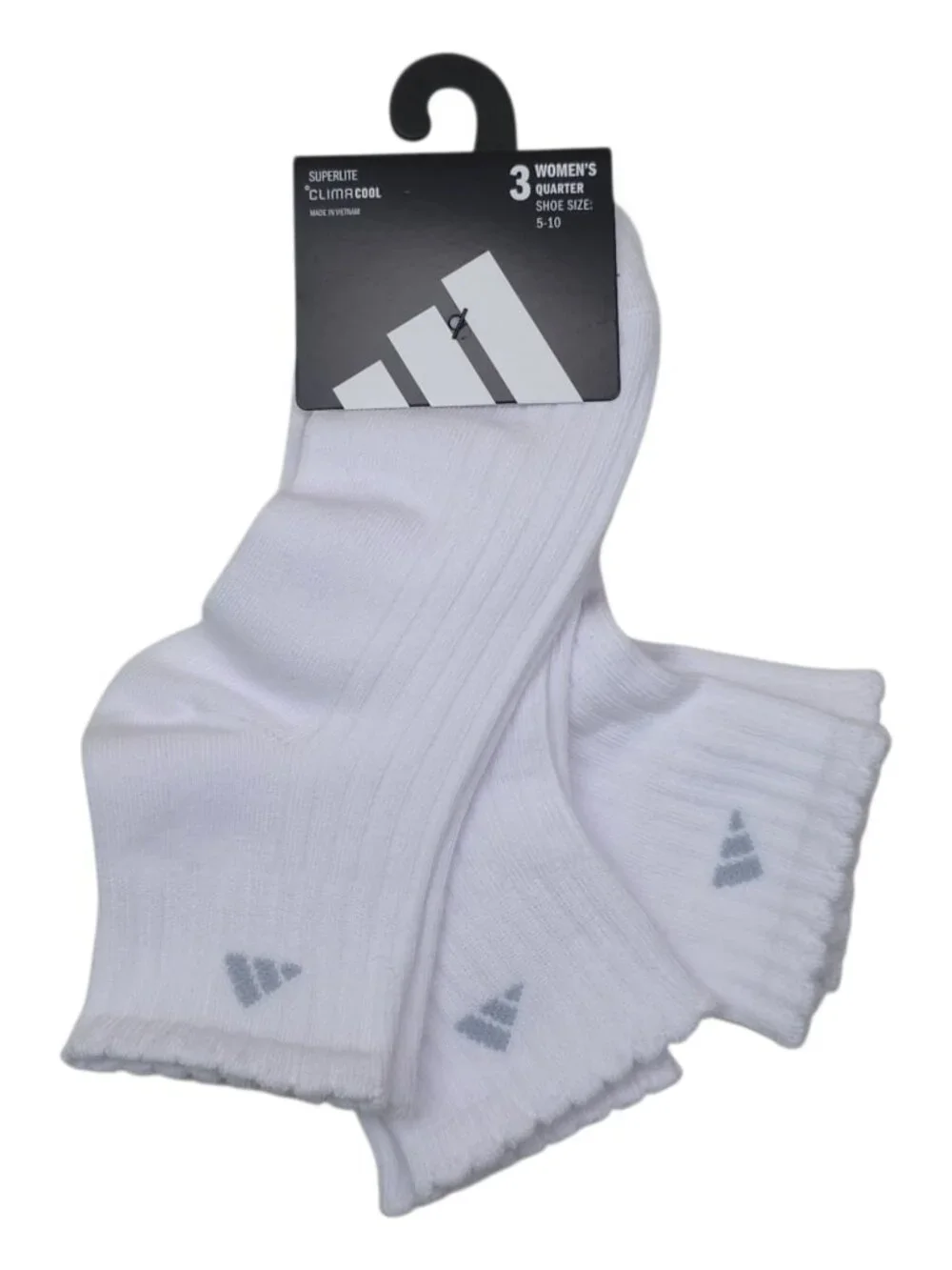 Adidas Womens Superlite ClimaCool Quarter Socks 3pk Lightweight Moisture-Wicking